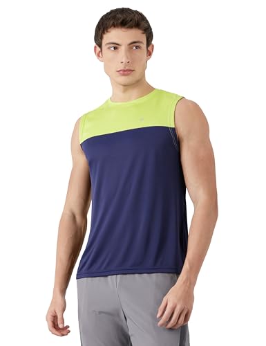 Image of Amazon Brand - Symbol Men's Polyester Color Block Active Regular Fit Sports | Round Neck | Sleeveless T-Shirt