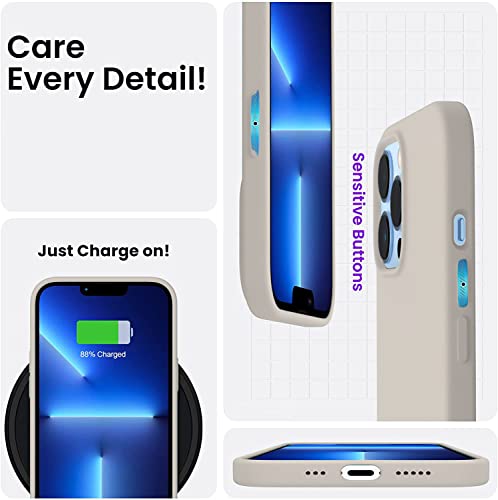 Image of DIZORO Microfiber Candy Case Compatible for iPhone 13 Pro 6.1 Inch Shockproof Slim Back Cover Liquid Silicone Case (Stone Grey)