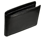 Castello Italian Leather Slim Billfold With Outside Pocket (Black) with RFID Security