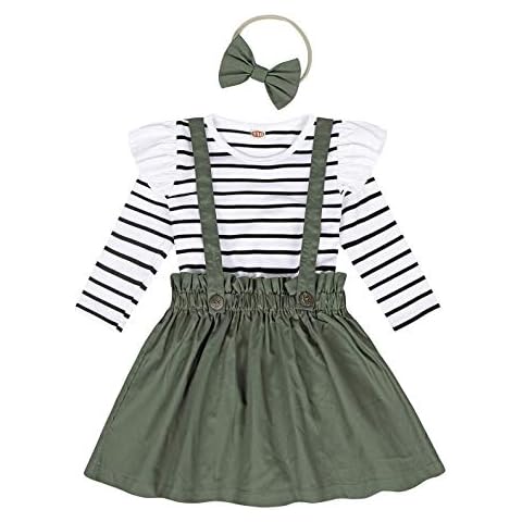 Jurebecia Kids Outfit Girls Dress Toddler Outfit 2Pcs/Set Skirt Girls Costume Infant Costume 5-6 Years Green Cover