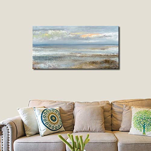 Yearainn Abstract Wall Art Large Canvas Pictures Modern Blue Ocean Artwork On Canvas Prints Wall Decoration For Living Room Bedroom Bathroom Kitchen Office Home Wall Decor Framed Ready To Hang 24 Inch X 48 Inch thumb #1