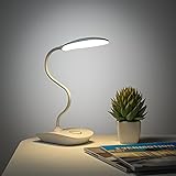 DEEPLITE Battery Operated Desk Lamp, LED Desk Light 3 Lighting Modes Stepless Dimming, Table Lamp 5W Touch Control Eye Caring, Flexible Gooseneck, Portable Reading Light for Dorm Study Office Bedroom