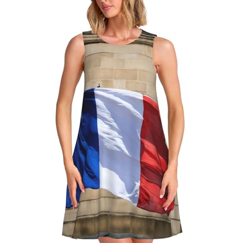 Robe d'été sans manches bleu blanc rouge idéale pour le 14 juillet