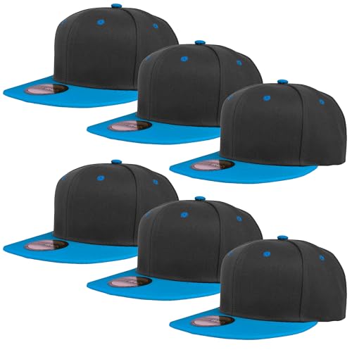 Image of Gelante Plain Blank Flat Brim Adjustable Snapback Baseball Caps LOT 6 Pack