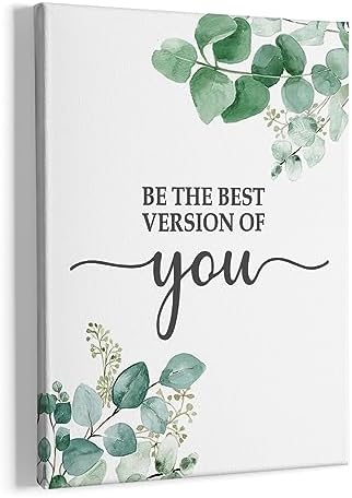 HIWX Be The Best Version Of You Framed Canvas Painting Wall Art Decor, Inspirational Quotes Wall Art Artwork Home Decoration For Living Room Bedroom Classroom Office 11x14 Inch image 5