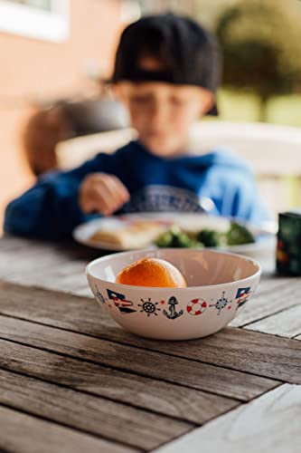Melamine Dinnerware Sets - 6-pc Marine Dish Set - 2 Bowls, 2 Salad & 2 Dinner Melamine Plates for Indoor & Outdoor - BPA Free, Dishwasher Safe, Shatter-Res Dinnerware Set - Camping Dishes, Camp Casual