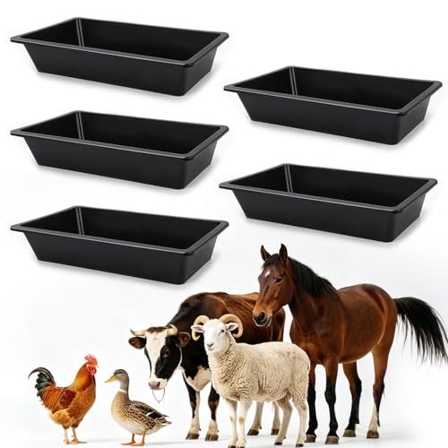 GINDOOR 5 Pack 4.5 Gallon-18 Quart Plastic Livestock Feeder Water Trough
