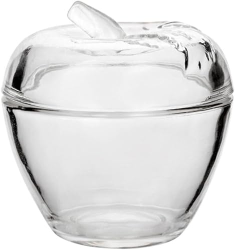 HOMSFOU Tazón de azúcar de manzana, recipiente de almacenamiento de alimentos con tapa para decoraciones de fiesta de Navidad, suministros de