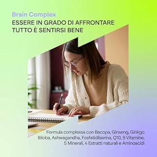 Nootropico Brain Complex - Memoria e Concentrazione - Bacopa Monnieri, Ginkgo Biloba, Colina, Ginseng, L-Tirosina + Vitamines - Brain Complex 60 Capsule Nutralie
