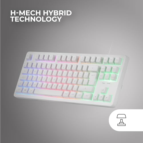 MK023, Tastiera Gaming TKL, Tecnologia Ibrida H-Mech, Illuminazione FRGB Rainbow, Anti-ghosting, Compatibilità Universale, Bianco, Lingua Portoghese - Tastiera gaming - Immagine 2