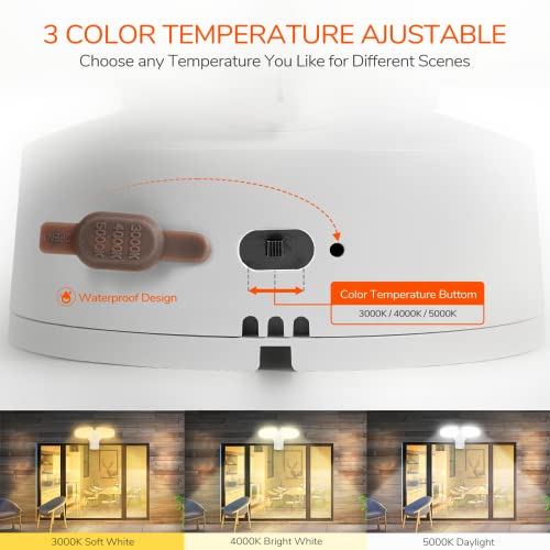 Jjc Dual Head Led Security Lights Outdoor With Motion Sensor, 3000K/4000K/5000K 3 Color Temperature Selectable, 32W, 3700Lm, Ip65 Waterproof, Exterior Flood Light For Garage, Yard (Not Solar Powered) #TOP1