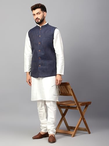 Image of LATEST CHIKAN Men's Traditional Cotton Solid Nehru Jacket /Waistcoat
