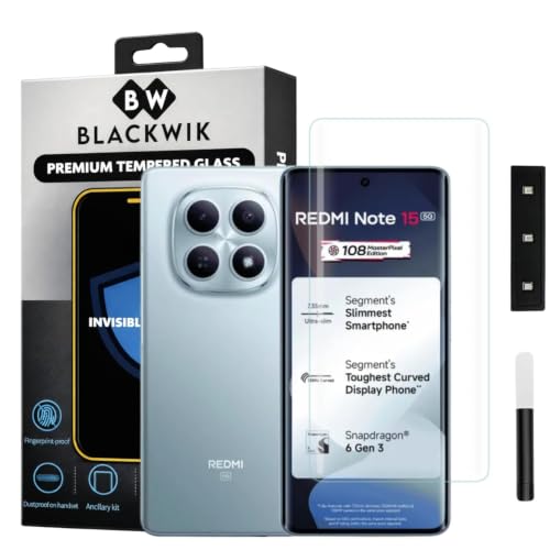 Image of Blackwik UV Curved Tempered Glass for Redmi Note 15 5G | 1-Pack