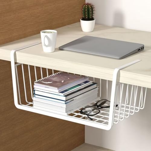 BohrenCL 2 unidades de cestas colgantes extraíbles, cesta de almacenamiento para estante inferior, cesta colgante de metal para oficinas, cocinas, frigoríficos, baños, armarios