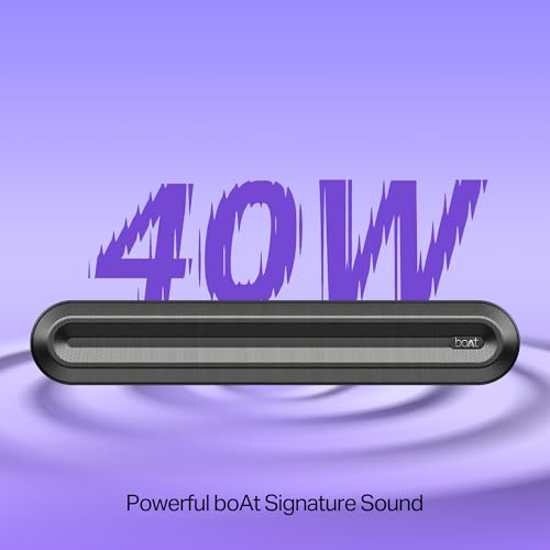 Image of Boat Aavante 2.1 300, 40W Signature Sound, 2.1 CH w /Wired Subwoofer, Multiple Ports, EQ Modes, Remote Control, Bluetooth Sound bar, Home Theatre Soundbar Speaker (Premium Black)