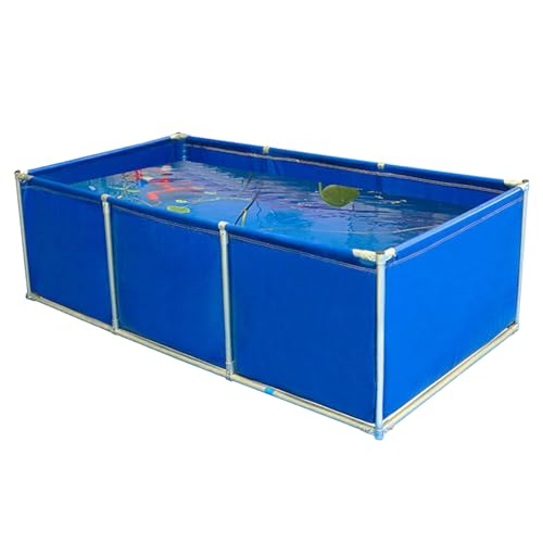 SJMDMZD Piscina Desmontable con Válvula de Drenaje, Estanque de Peces de Lona con Soporte, Gran Piscina de Acuicultura de Lona, Acuario para Sostener y Ver Temporalmente 150x150x80cm
