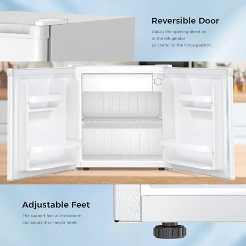Image of Antarctic Star 1.7 Cu.Ft Compact Refrigerator with Freezer,Adjustable Thermostat,Removable Glass Shelf,Single Reversible Door Mini Fridge for Bedroom,Office,Dorm,White