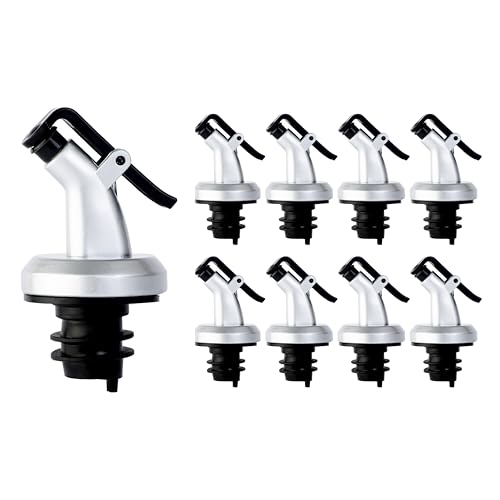GWOZI Olive Oil Dispenser Spout - Plastic Olive Oil Spout 8 Pcs - Oil Bottle Spout with Dust Caps - Leakproof Pourer Spouts for Oil, Vinegar, Wine, Liquor, Syrup, Juice