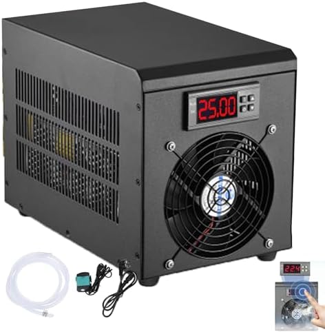 Aquarium Water Chiller Cooler System 60L, 5-40℃ Temperature Control, 180W Sustainable Refrigeration, Quiet Operation with Pump and Hose