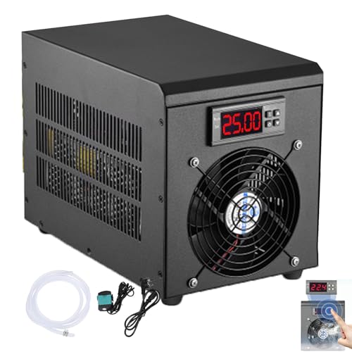 HpLNDas Aquarium Cooler, Aquarium Water Chiller 60L Fish Tank Cooler Heater System 5-40℃ Constant Temperature Device 180W Sustainable Refrigeration,Quiet Water Cooler, with Pump + 2 m Hose,Cooling