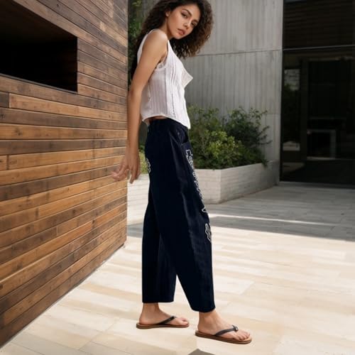 Embroidered Jeans for Women Barrel Pants Baggy Jean Y2k Boyfriend Cheetah Print Mid Rise Denim Ankle Pants3