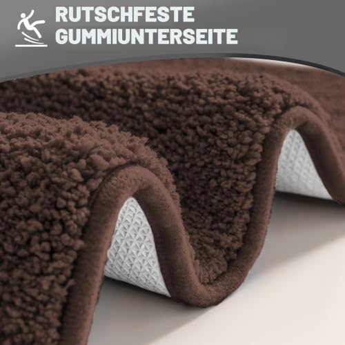 wyewye Mikrofaser-Badteppiche, 2 cm, super dick, super saugfähig, 50 x 80 cm und 50 x 50 cm, U-Form, Kaffee – Ansicht 4