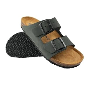 Fly Soft 100{b13794532221bd7716b1630afd9d7d94fcba1925a8b0df34bdffa89758f7d763} Genuine Leather Men’s Sandals – Comfortable Cushioned Smart Foam Footbed, Slip-On Slides for Casual Summer Wear, Adjustable Fit, Durable Non-Slip Sole