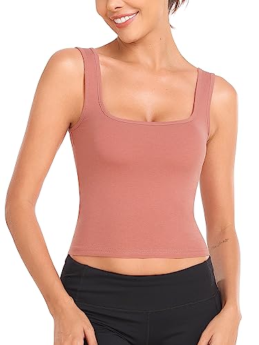 Image of Joviren Crop Tank Tops for Women Workout Cropped Athletic Shirts | 4 Pack Cotton Racerback Yoga Tops