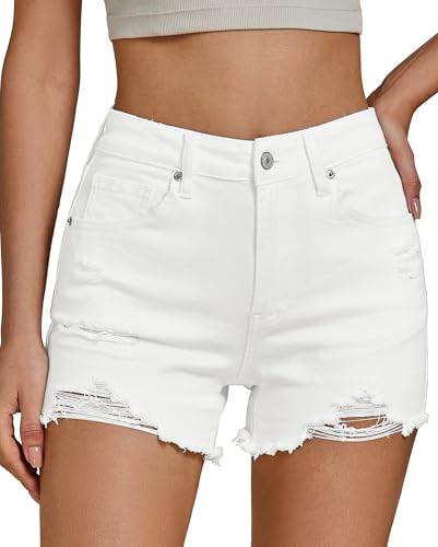 Vetinee Kurze Jeanshose Damen Jeans Shorts Jeansshorts Damen Sommer Brillantweiß Größe M Passt für â€¦ – Miniatur