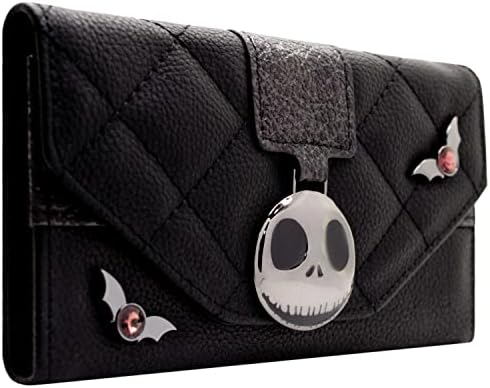 Nightmare Before Christmas Jack Head Charm Coin and Card Clutch Purse Black