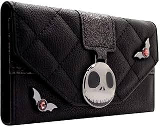 Nightmare Before Christmas Jack Head Charm Coin and Card Clutch Purse Black