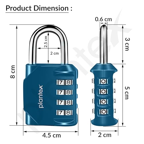 Image of Plantex 4-Digit Code Combination Door Locks /Number Lock /Locks for Luggage Bags for Travel /Portable Luggage Lock /Travel Lock for Briefcase /Laptop Bags - Pack of 1 (Blue)
