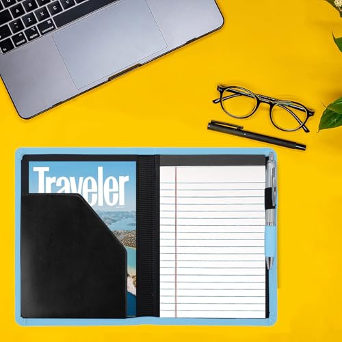 Image of Padfolio /Portfolio Binder, Mini Padfolio Portfolio Binder 5 x 8 Legal Writing Pad, A5 Document Organizer Folder for Men Women, Sky Blue.