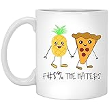 Fck The Haters Mug, Love Is Love Pineapple Pizza Mug, Gift For Family & Friend, Funny Pizza Lovers...