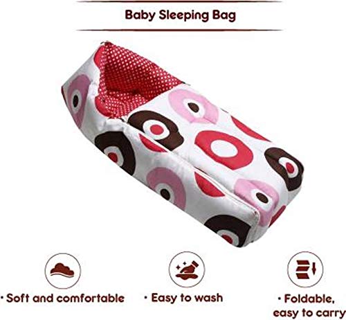 Image of by Urban Space Cotton Baby 3 in 1 Reversible Cotton Bed Cum Sleeping Bag (Wrapper Size -68 x 50 x 15 cm, 0-12 Months, Polka Pink)