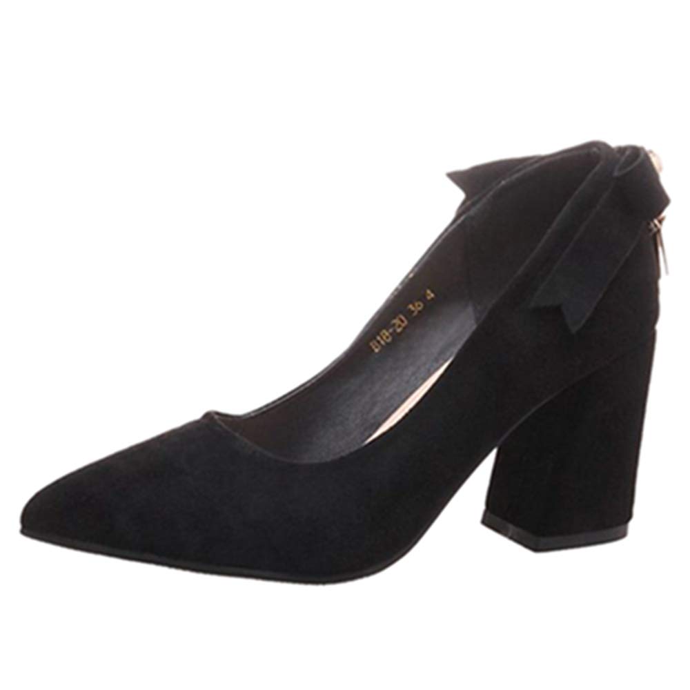 Smilice Court Shoes with Chunky Heel and Pointed Toe for Office Ladies