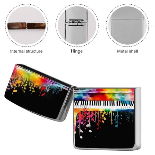 Funda metálica para encendedor con diseño piano colorido miniatura 5