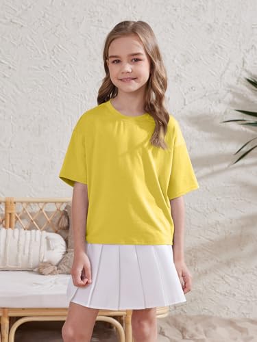Image of ZDC Girls Athletic Oversized Crop Tops Kids Drop Shoulder Short Sleeve T Shirts Workout Tees