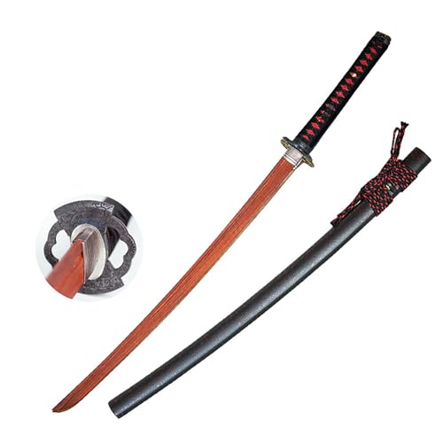 HJHUUA Épée en Bois Faite à la Main de 104 cm,Couteau en Bois Lourd,épée de samouraï en Bois avec Gaine en Bois Massif,pour Cosplay,décoration,Exposition,Collection,Arts Martiaux,Noël,Halloween