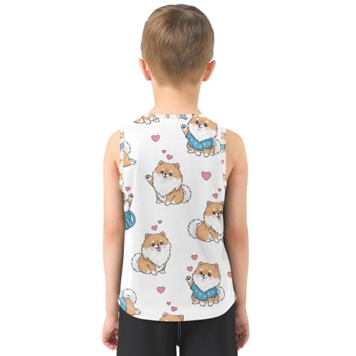 J JOYSAY Valentine Puppy Dog Heart Boys Tank Top Sleeveless Muscle Shirts Quick Dry Workout Sport Active Kids T-Shirts 3-15T3
