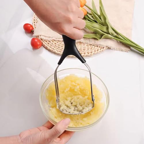 Image of Masher Vegetable Masher Potato Press Stainless Steel Potato Stamper with Long Handle for Dishwasher Safe, Mashed Potatoes, Vegetables & Fruits