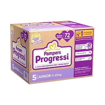 PAMPERS PROGRESSI TG 5, QUADRIPACK JUNIOR 11-25 Kg, 72 PZ