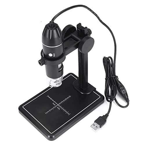 Microscope 1600X Electronic Microscope Digital Microscope 3 in 1 USB for LED Magnifier(Black Holder)
