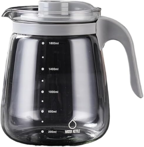 CokBlu 耐熱ガラスピッチャー 冷水筒 麦茶ポット 冷水瓶 2 リットル大容量 広口洗いやすい おしゃれ 熱湯対応 ウォーターピッチャー 耐熱ガラス製