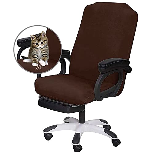 Image of SARAFLORA Office Chair Covers Stretch Washable Computer Chair Slipcovers for Universal Rotating Boss Chair Large Size, Brown ,Polyester