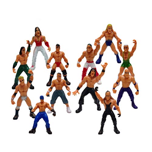 XUMIUZIY Mini Set da Gioco per Wrestling a 6 Lati 12 Lottatori Assortiti Modello di Scena in Materiale Non Sicuro per Decorazioni da Tavolo (Come Mostrato)