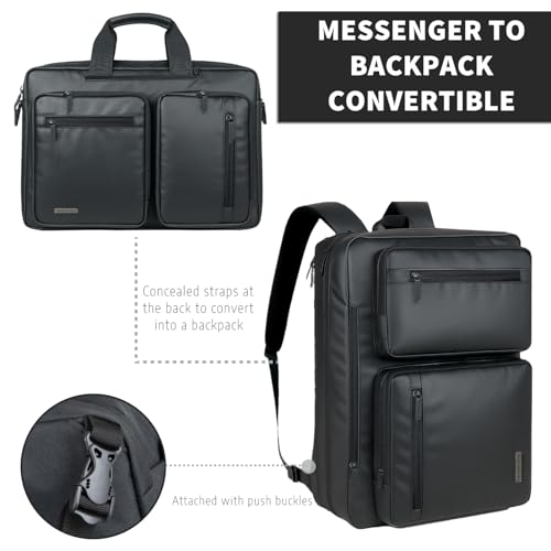 Image of TRAVALATE Laptop Bag for Men 3 IN 1 Convertible Backpack Messenger Bag for Office, Travel, and College | Black