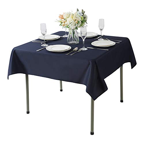 Cupuamon Square Tablecloth 52x52 inch Washable Polyester Fabric Table Cloth for Wedding Party Dining Banquet Decoration（52x52,Navy）