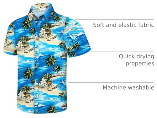 Image of Hawaiian Shirt for Men Tropical Shirts Summer Beach Button Down Short Sleeve Luau Aloha Floral Cruise Vacation Outfit 2026