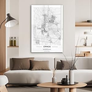 Glasschilderij – 80×120 cm – Stadskaart Emmen